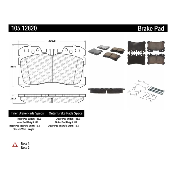 Centric Posi Quiet™ Ceramic Front Disc Brake Pads 105.12820