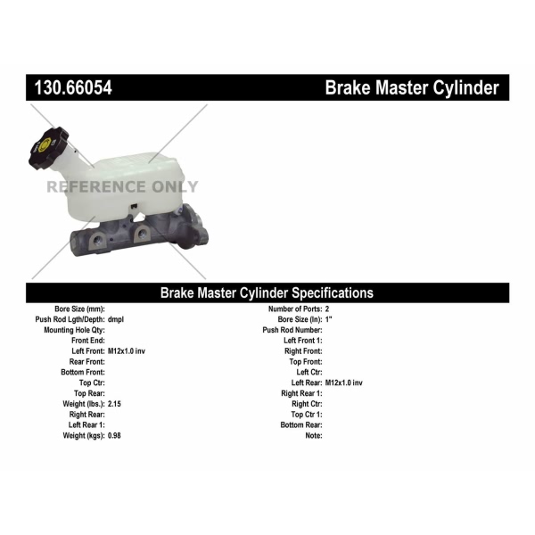 Centric Premium Brake Master Cylinder 130.66054