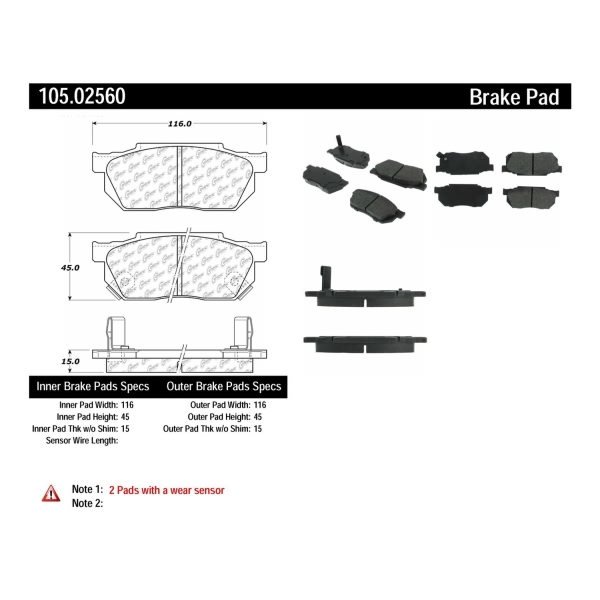 Centric Posi Quiet™ Ceramic Front Disc Brake Pads 105.02560