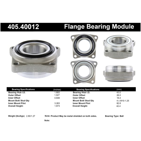 Centric Premium™ Front Driver Side Wheel Bearing Module 405.40012