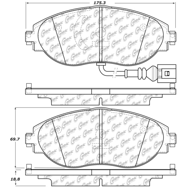 Centric Posi Quiet™ Semi-Metallic Front Disc Brake Pads 104.16330