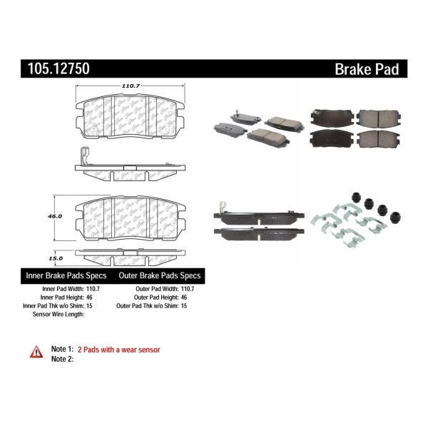 Centric Posi Quiet™ Ceramic Rear Disc Brake Pads 105.12750