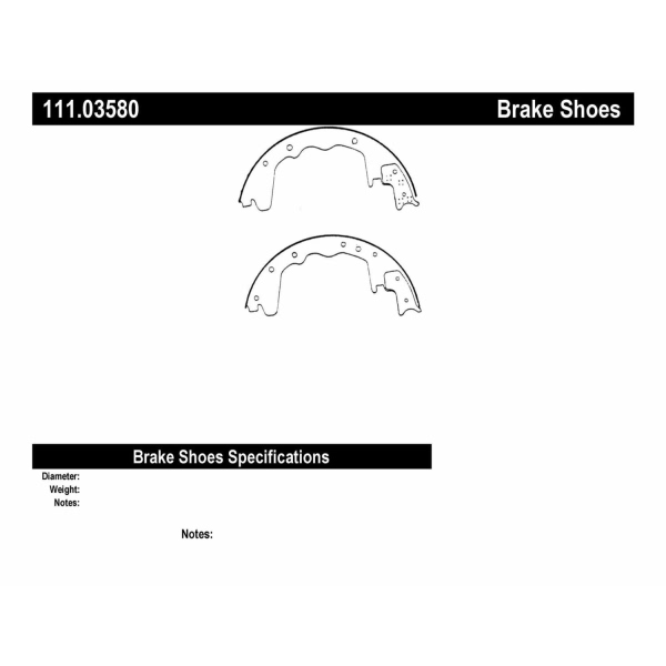 Centric Premium Rear Drum Brake Shoes 111.03580