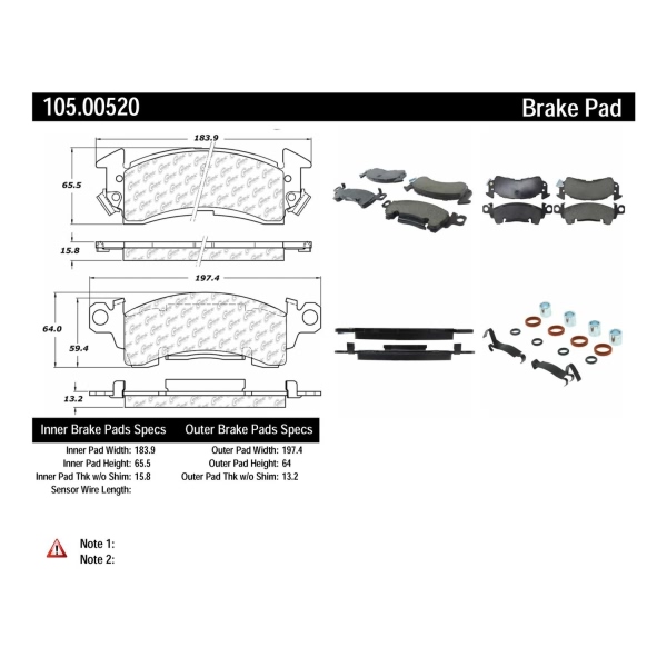 Centric Posi Quiet™ Ceramic Front Disc Brake Pads 105.00520