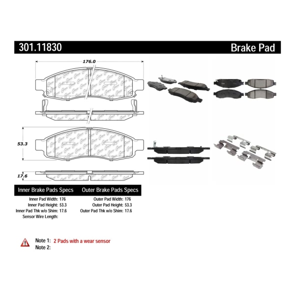 Centric Premium Ceramic Front Disc Brake Pads 301.11830