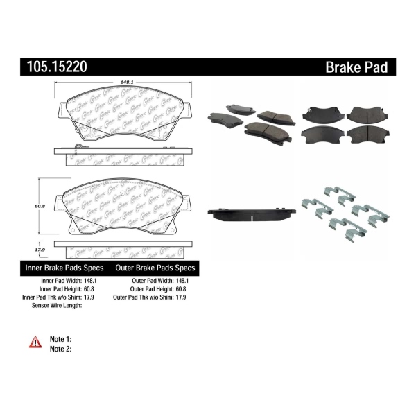 Centric Posi Quiet™ Ceramic Front Disc Brake Pads 105.15220