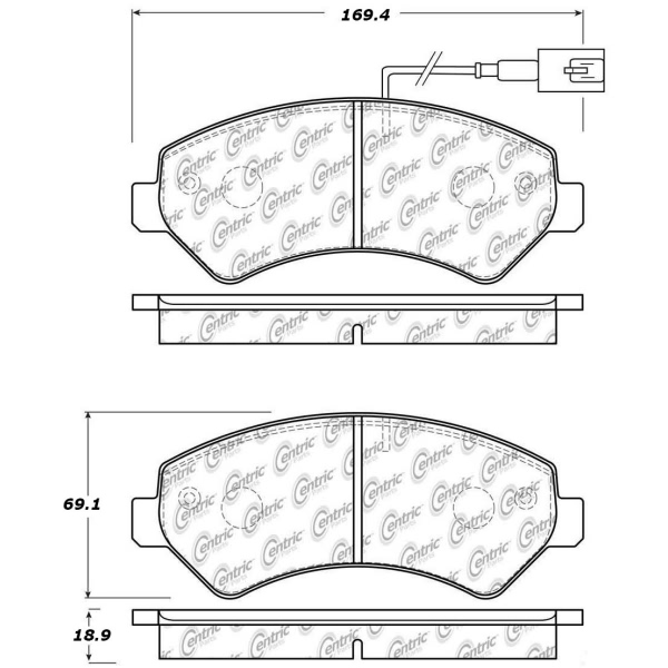 Centric Posi Quiet™ Extended Wear Semi-Metallic Front Disc Brake Pads 106.15401