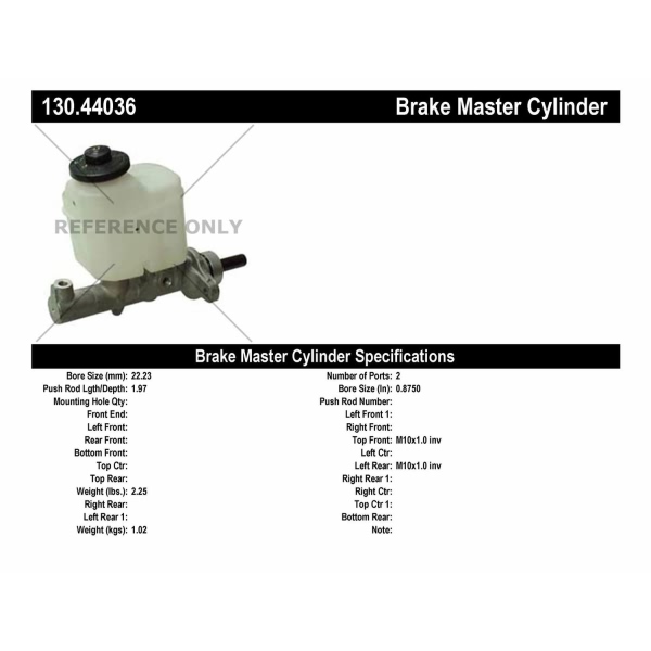 Centric Premium Brake Master Cylinder 130.44036