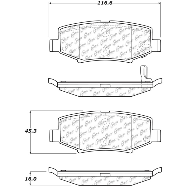 Centric Premium Semi-Metallic Rear Disc Brake Pads 300.12740