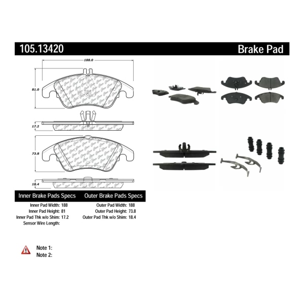 Centric Posi Quiet™ Ceramic Front Disc Brake Pads 105.13420