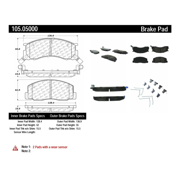 Centric Posi Quiet™ Ceramic Front Disc Brake Pads 105.05000