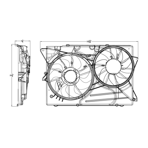 TYC Dual Radiator And Condenser Fan Assembly 623190