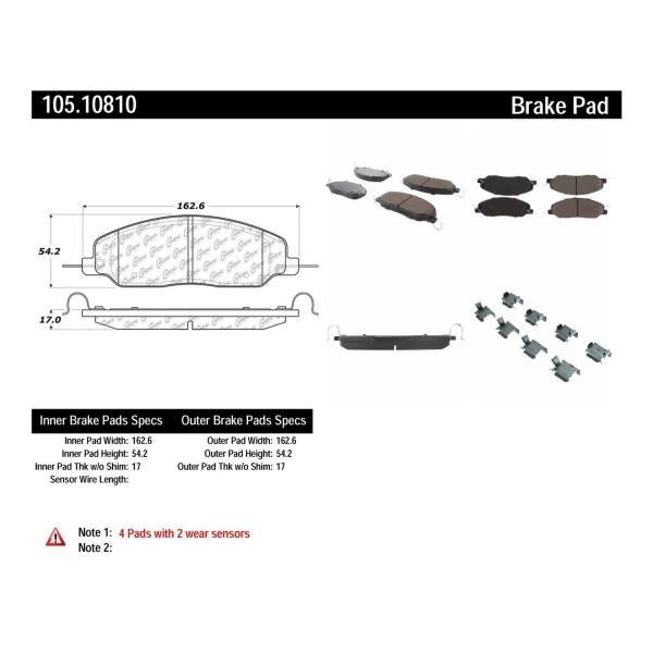 Centric Posi Quiet™ Ceramic Front Disc Brake Pads 105.10810