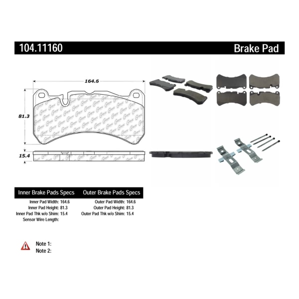 Centric Posi Quiet™ Semi-Metallic Front Disc Brake Pads 104.11160