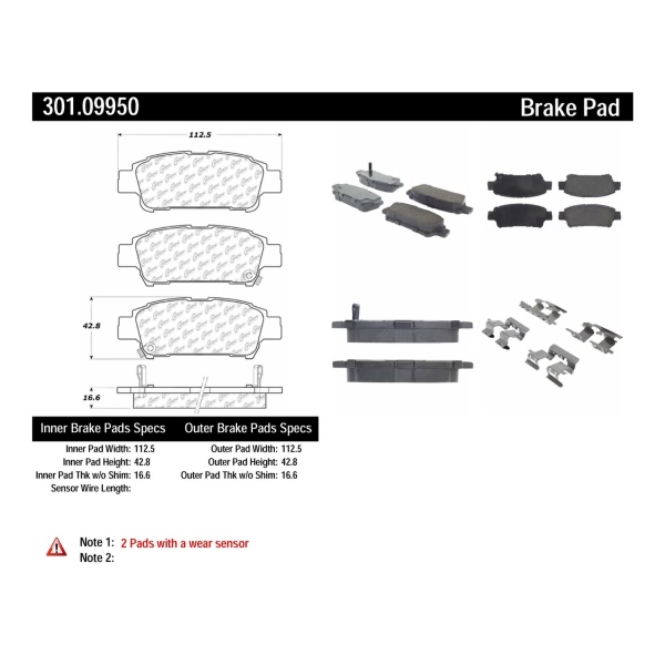 Centric Premium Ceramic Rear Disc Brake Pads 301.09950