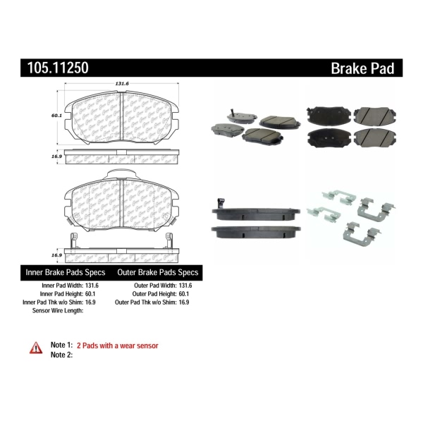 Centric Posi Quiet™ Ceramic Front Disc Brake Pads 105.11250