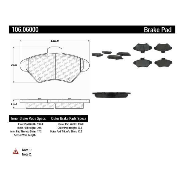 Centric Posi Quiet™ Extended Wear Semi-Metallic Front Disc Brake Pads 106.06000