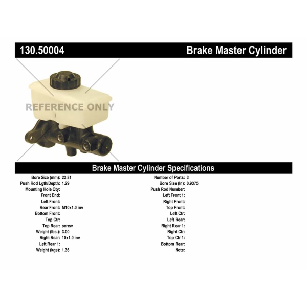 Centric Premium Brake Master Cylinder 130.50004