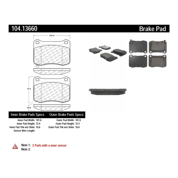 Centric Posi Quiet™ Semi-Metallic Rear Disc Brake Pads 104.13660