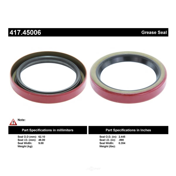 Centric Premium™ Rear Wheel Seal 417.45006