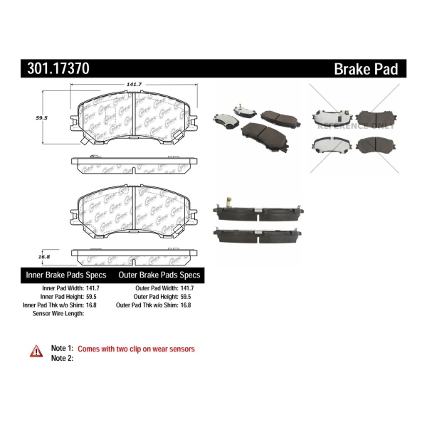 Centric Premium Ceramic Front Disc Brake Pads 301.17370