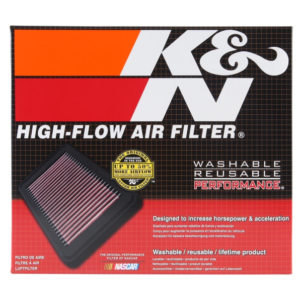 K&N 33 Series Panel Red Air Filter （11.813" L x 10.313" W x 1.625" H) 33-5017