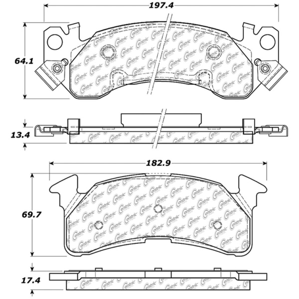 Centric Posi Quiet™ Extended Wear Semi-Metallic Front Disc Brake Pads 106.01530