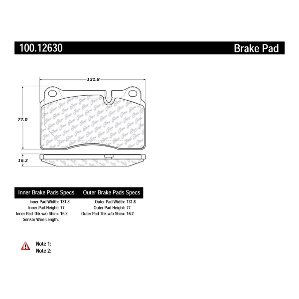 Centric Original Equipment Formula Brake Pads With Hardware 100.12630