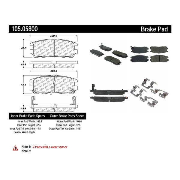 Centric Posi Quiet™ Ceramic Rear Disc Brake Pads 105.05800