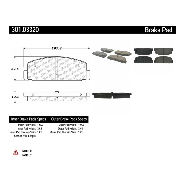 Centric Premium Ceramic Rear Disc Brake Pads 301.03320