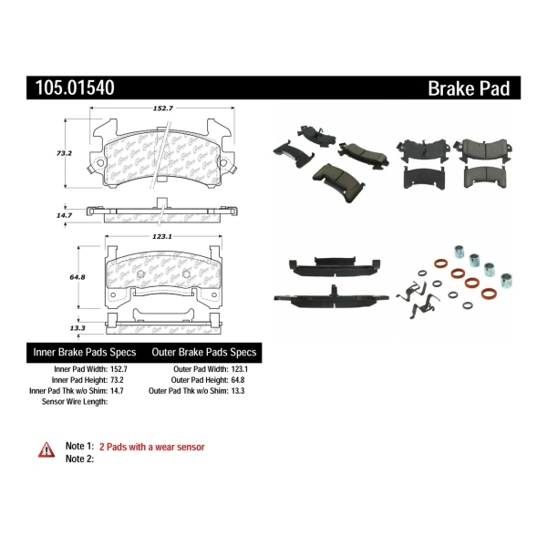 Centric Posi Quiet™ Ceramic Front Disc Brake Pads 105.01540