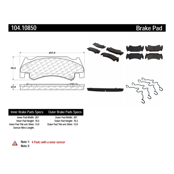 Centric Posi Quiet™ Semi-Metallic Front Disc Brake Pads 104.10850