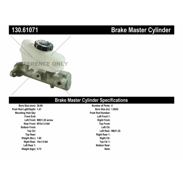 Centric Premium Brake Master Cylinder 130.61071