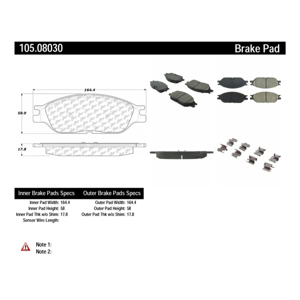 Centric Posi Quiet™ Ceramic Front Disc Brake Pads 105.08030