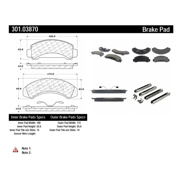 Centric Premium Ceramic Front Disc Brake Pads 301.03870