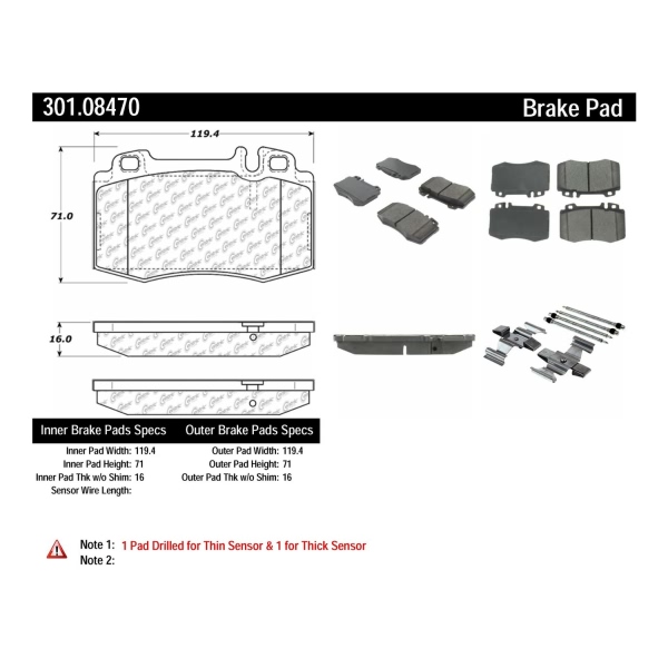 Centric Premium Ceramic Front Disc Brake Pads 301.08470