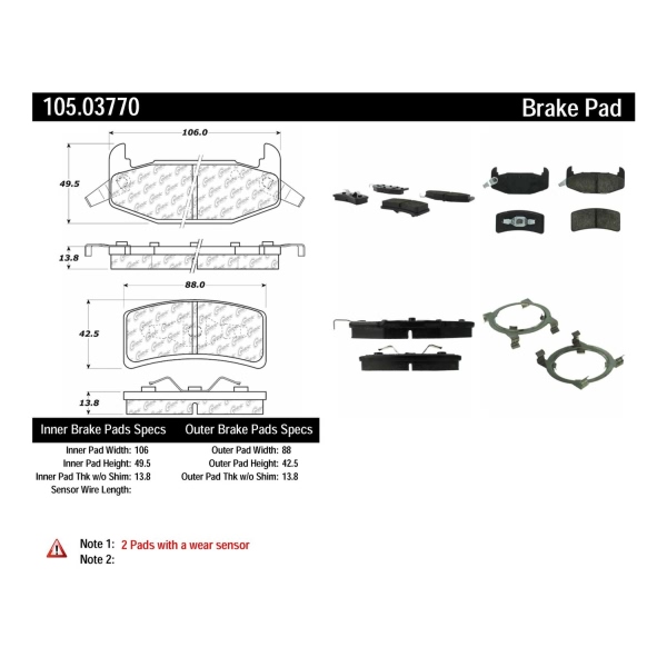 Centric Posi Quiet™ Ceramic Rear Disc Brake Pads 105.03770