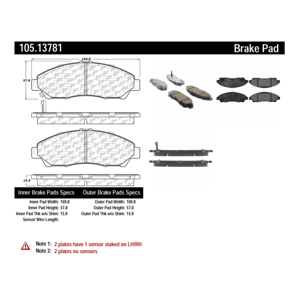 Centric Posi Quiet™ Ceramic Front Disc Brake Pads 105.13781