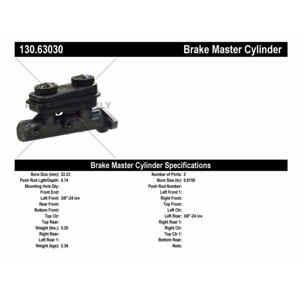 Centric Premium Brake Master Cylinder 130.63030