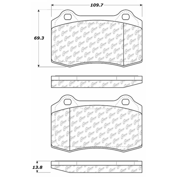 Centric Posi Quiet™ Extended Wear Semi-Metallic Front Disc Brake Pads 106.05921