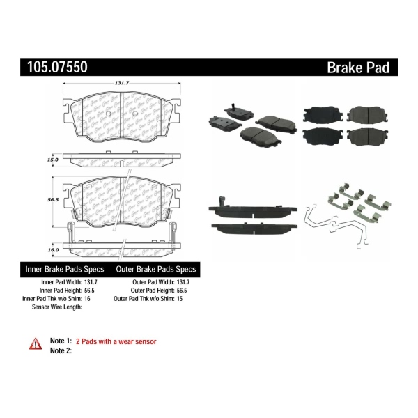 Centric Posi Quiet™ Ceramic Front Disc Brake Pads 105.07550