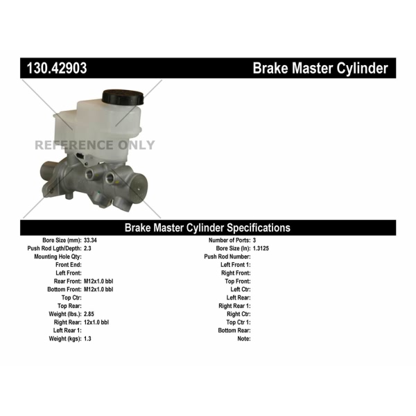 Centric Premium Brake Master Cylinder 130.42903
