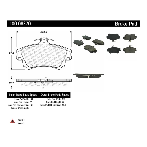 Centric Original Equipment Formula Brake Pads 100.08370