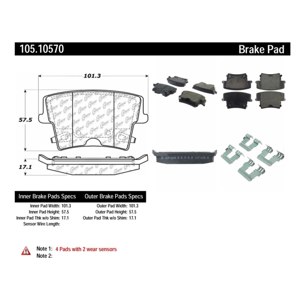 Centric Posi Quiet™ Ceramic Rear Disc Brake Pads 105.10570