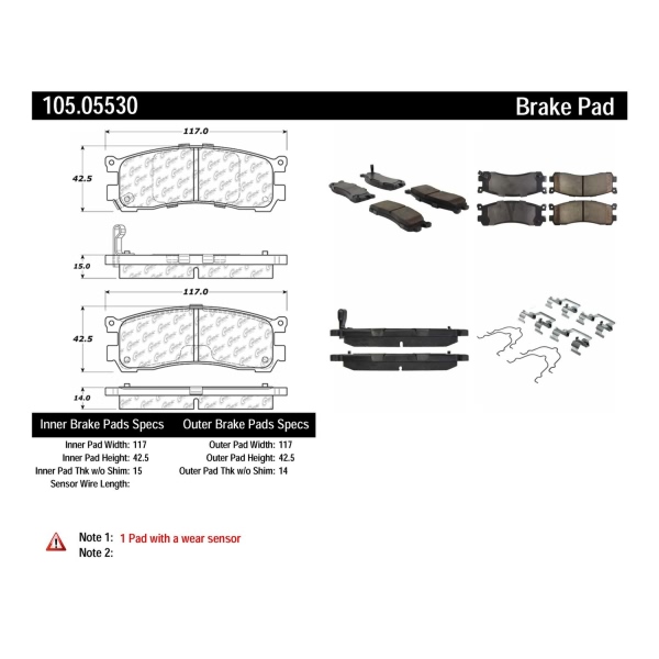 Centric Posi Quiet™ Ceramic Rear Disc Brake Pads 105.05530