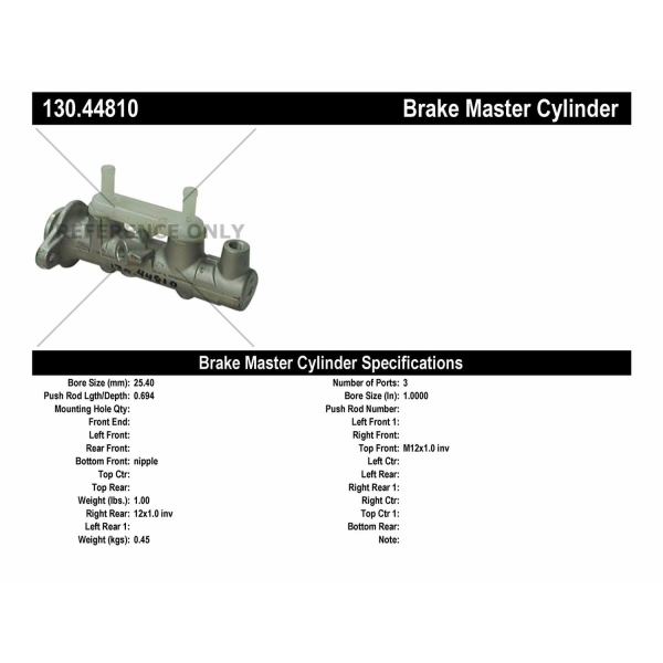 Centric Premium Brake Master Cylinder 130.44810