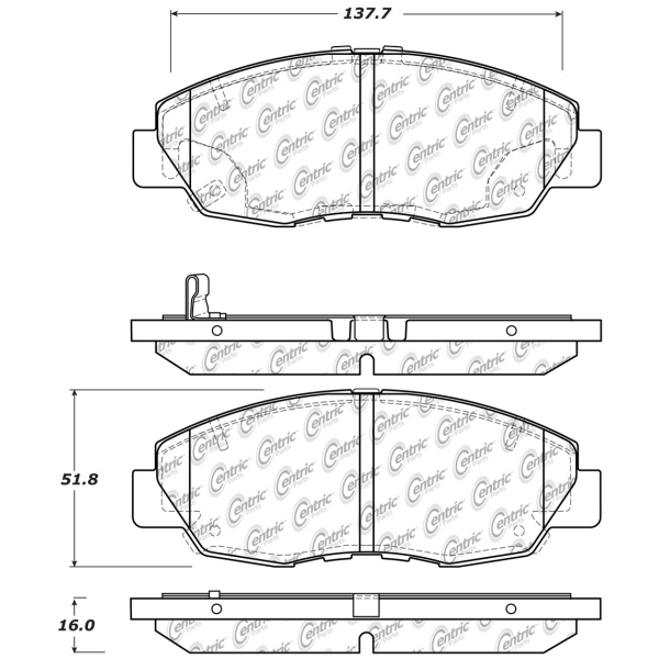 Centric Posi Quiet™ Ceramic Front Disc Brake Pads 105.15780