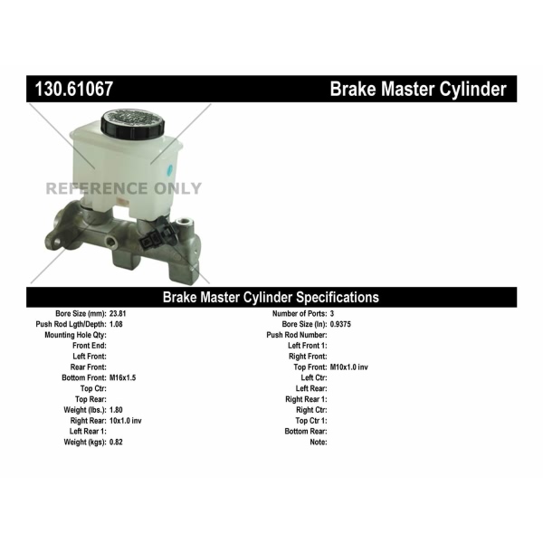 Centric Premium Brake Master Cylinder 130.61067