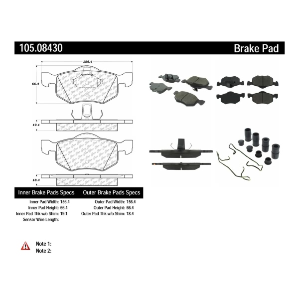 Centric Posi Quiet™ Ceramic Front Disc Brake Pads 105.08430