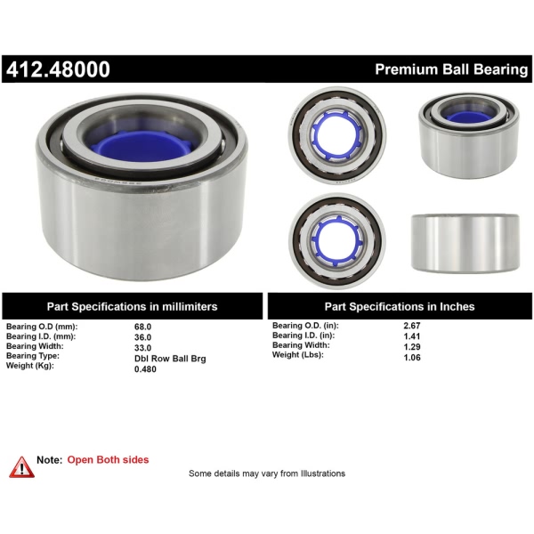 Centric Premium™ Front Driver Side Double Row Wheel Bearing 412.48000